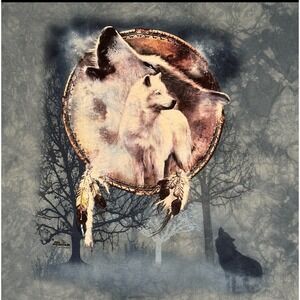 Vintage Y2K The Mountain Green Tie Dye Artic Wolf Dreamcatcher T Shirt Men's 4XL